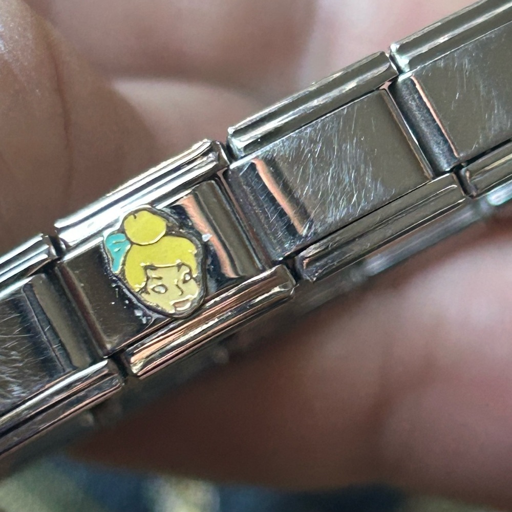 Disney Brand Stainless Steel Stretch Bracelet W/Mickey & Tinker Bell Charms - Picture 6 of 6
